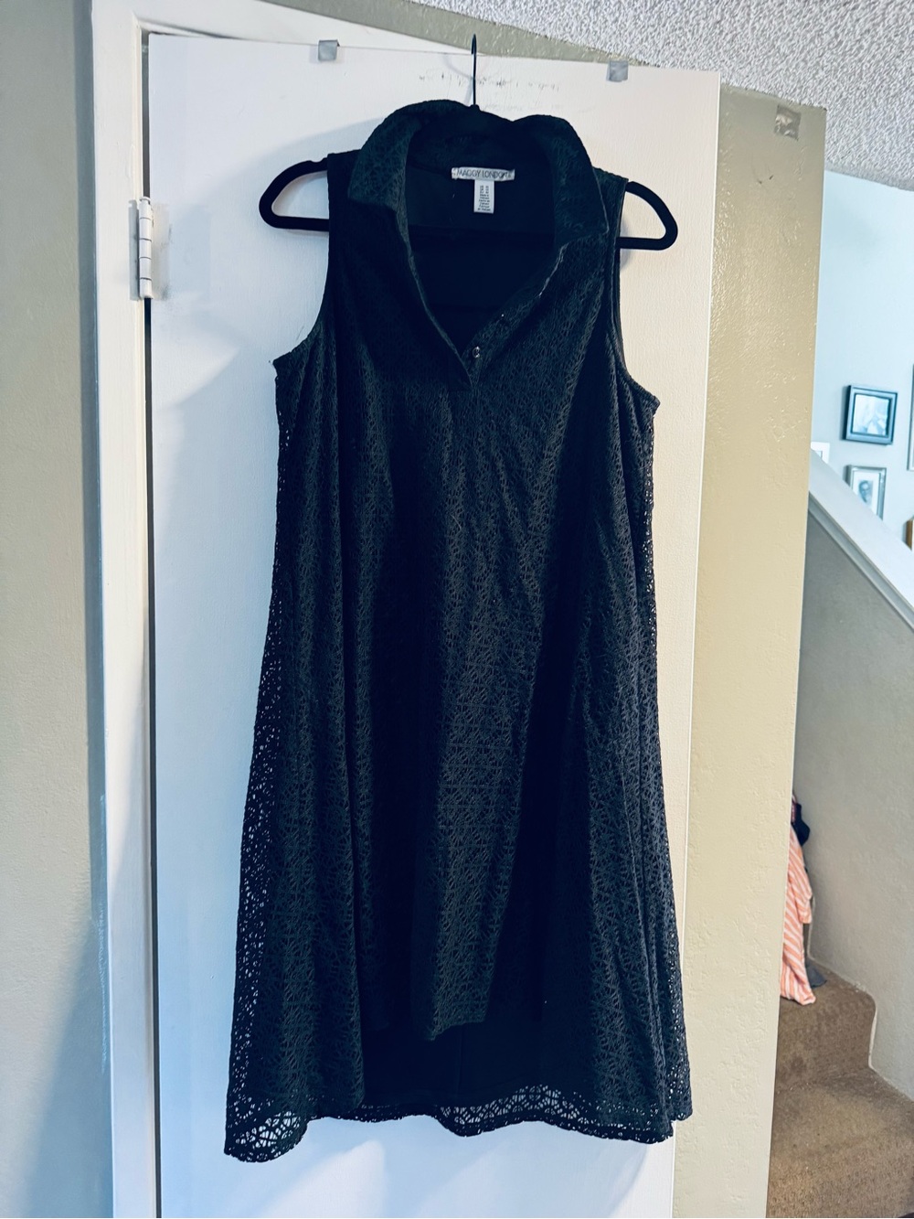 Maggy London Black Sleeveless Lace A-Line Dress